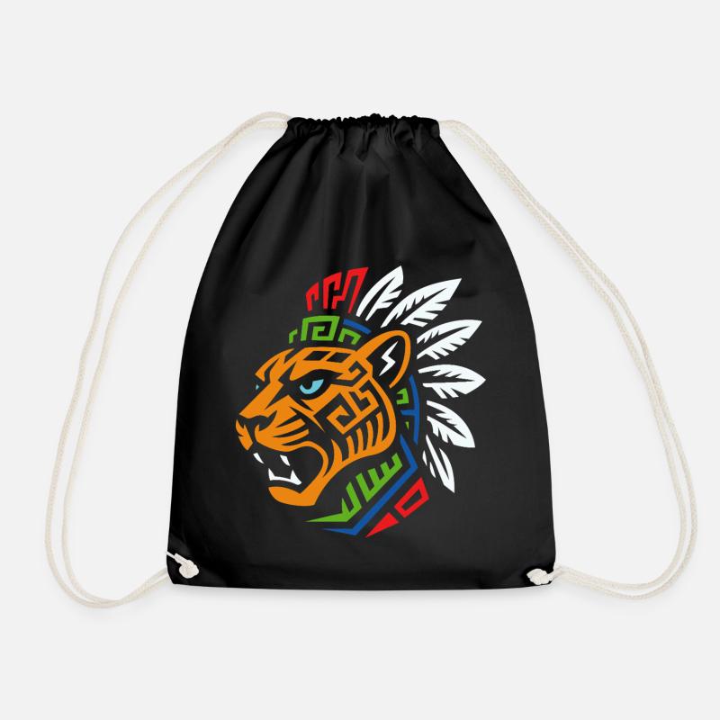 Tribal Tiger – Kraftvolles Ethno Design - Turnbeutel - Schwarz