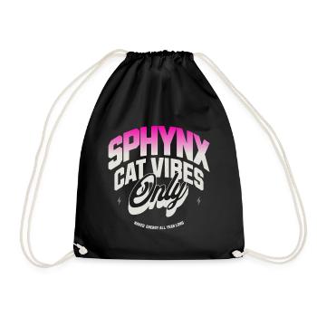 Sphynx Cat Vibes  - Drawstring Bag - black - Front