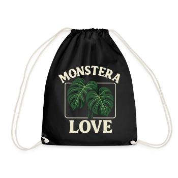 Monstera Love - Drawstring Bag - black - Front