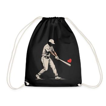 Silhouette Batter Baseball Valentinstagskarte - Turnbeutel - Schwarz - Vorne
