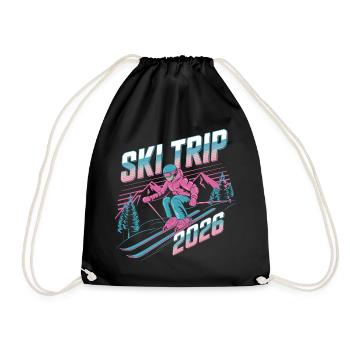 SkiTrip 2026 Retro Neon - Turnbeutel - Schwarz - Vorne