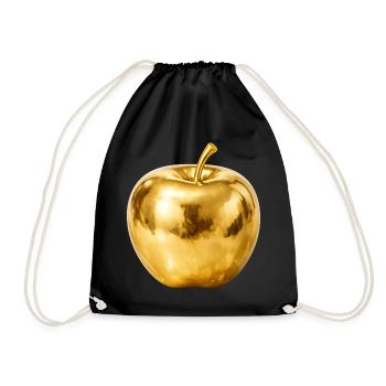 Goldener Apfel – Premium Shine - Turnbeutel - Schwarz - Vorne