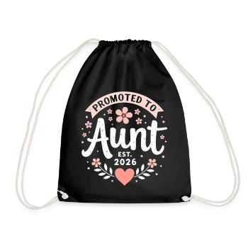 Aunt 2026 Aunt 2026 Promoted to Aunt 2026 - Drawstring Bag - black - Front