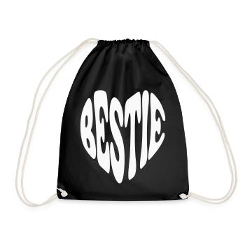 Bestie Best Friend Heart - Customizable color - Drawstring Bag - black - Front