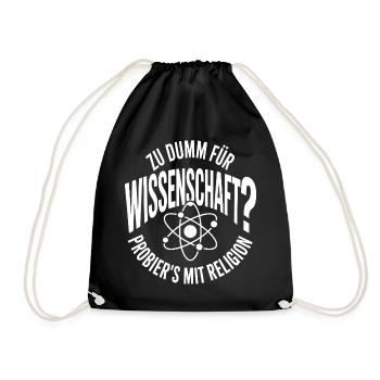 Wissenschaft vs Religion Motiv - Turnbeutel - Schwarz - Vorne