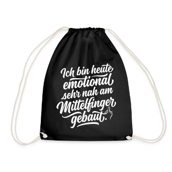 Emotional sehr nah Mittelfinger Spruch - Turnbeutel - Schwarz - Vorne