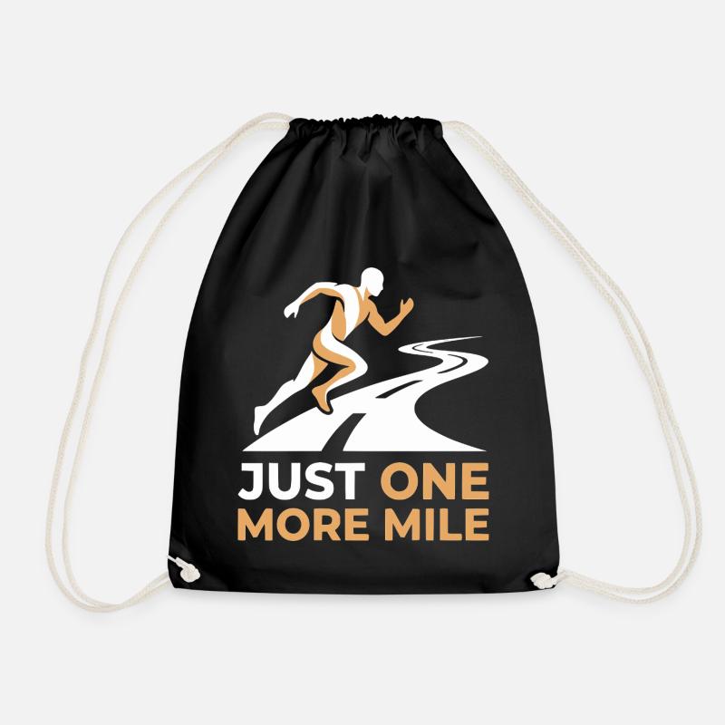Just One More Mile Running Motif - Drawstring Bag - black