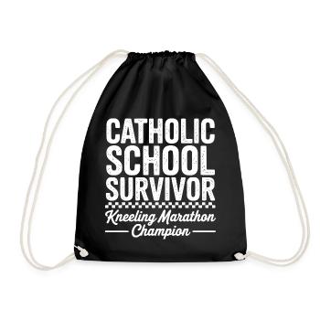  Catholic School Survivor Funny Kneeling Marathon - Turnbeutel - Schwarz - Vorne