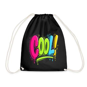 Cool Graffiti Street Art Neon Spray Design Shirt - Drawstring Bag - black - Front