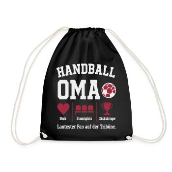 Omi Handball Fan Shirt – Stolz & Pokal - Turnbeutel - Schwarz - Vorne
