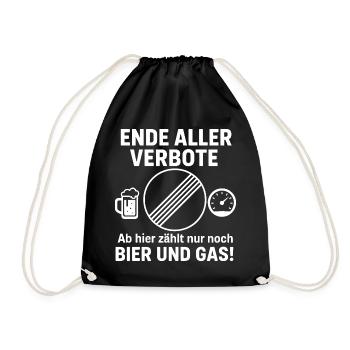 Ende aller Verbote - Bier und Gas - Turnbeutel - Schwarz - Vorne