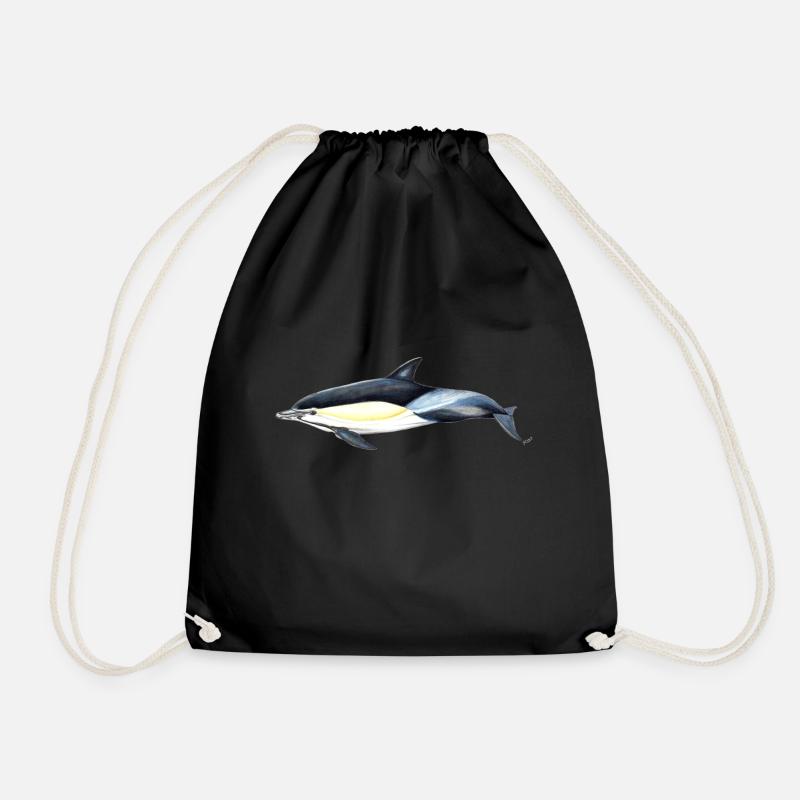 Gemeiner Delphin - Gemeiner Delfin - Delfin gemeinsam - Turnbeutel - Schwarz