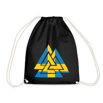 Schwedische Flagge mit Valknut, Symbol von Odin - Turnbeutel - Schwarz - Vorne