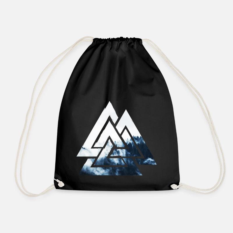 Valknut, Symbol von Odin - Mit Nebelwald - Turnbeutel - Schwarz
