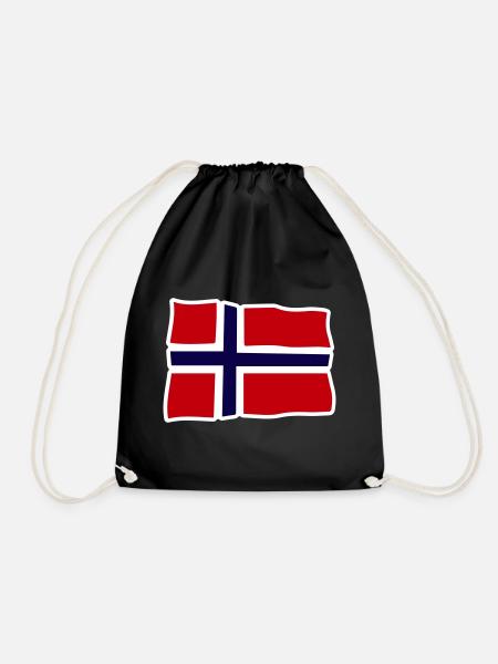Norway Wavy flag Cross - Drawstring Bag - black