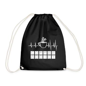Herzschlag EKG Kaffee Puls Café Coffein Geschenk - Turnbeutel - Schwarz - Vorne