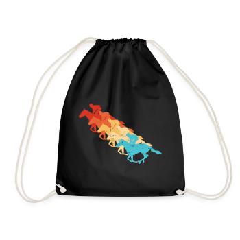 Herren Reiter Equestrian Dressour Rennreiten - Turnbeutel - Schwarz - Vorne