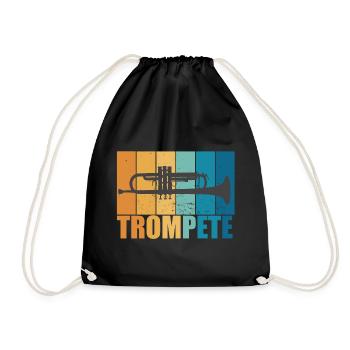 Trompete Vintage Musiker Instrument Geschenk - Turnbeutel - Schwarz - Vorne