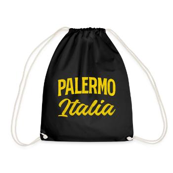 Palermo Italia Yellow Script - Drawstring Bag - black - Front