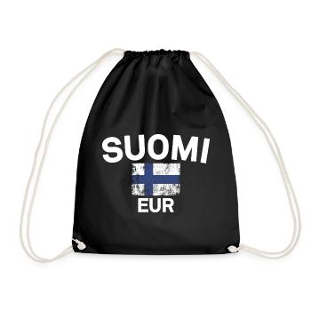 Finnish Flag Grunge: Suomi EUR - Drawstring Bag - black - Front