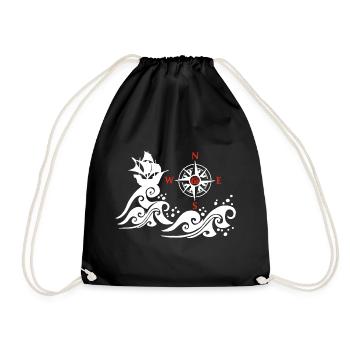 Bateau blanc et rose des vents - Sac de sport léger - noir - Devant
