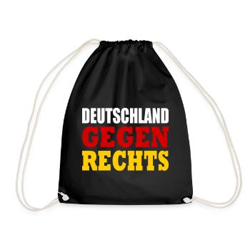 Deutschland gegen rechts - Turnbeutel - Schwarz - Vorne