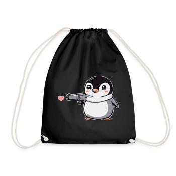Drôle de pingouin avec des coeurs de pistolet Saint-Valentin - Sac de sport léger - noir - Devant