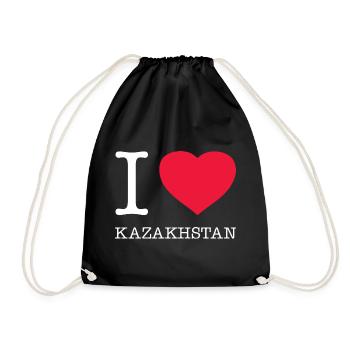 I LOVE KAZAKHSTAN Kasachstan - Turnbeutel - Schwarz - Vorne