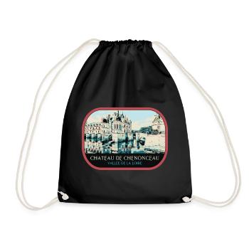 Illustration Château Chenonceau, Loire Valley - Drawstring Bag - black - Front