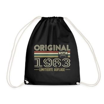 Original 1963 Jahrgang Retro Geburtstag Vintage - Turnbeutel - Schwarz - Vorne