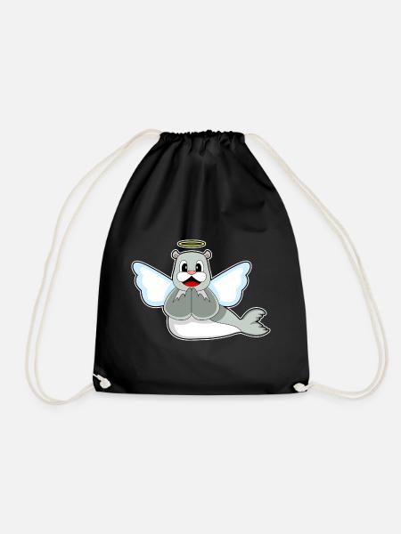 Seehund Engelsflügel - Turnbeutel - Schwarz