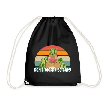 Don't Worry Be Capy Capybara - Drawstring Bag - black - Front