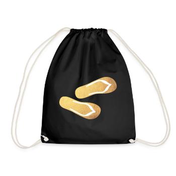 Slippers Flip Flops Gold Glamping Luxury Beach - Drawstring Bag - black - Front