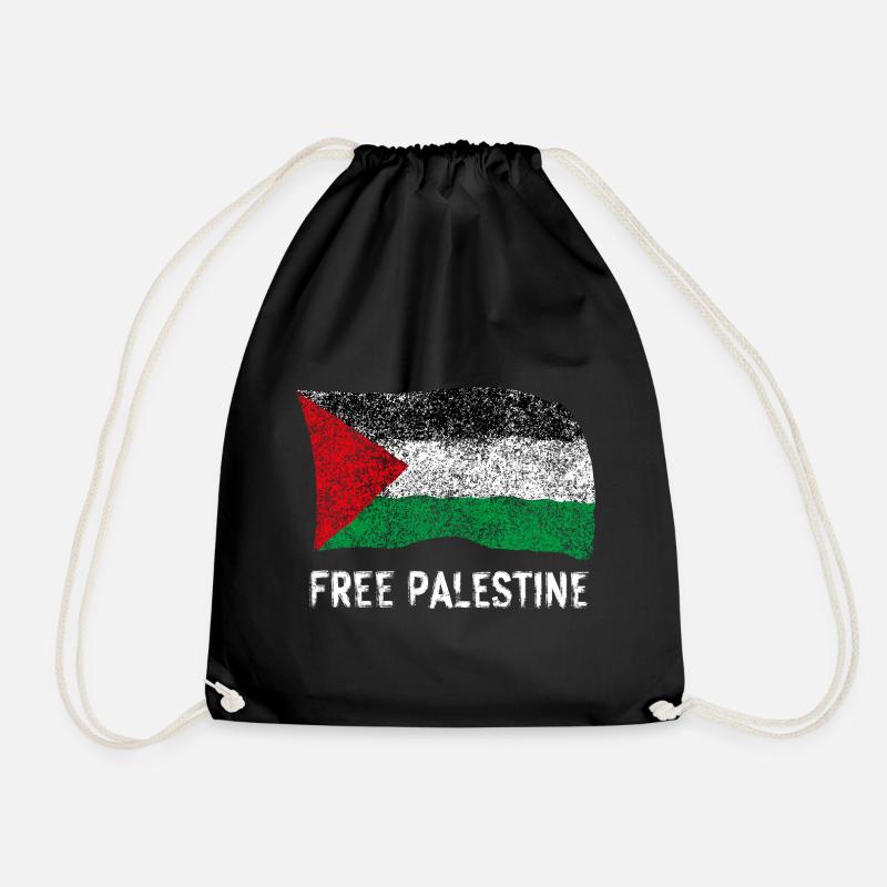 Free Palestine - Drawstring Bag - black