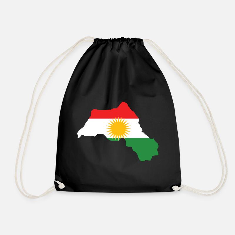 Kurdistan Flag Bakur Bashur Rojava Rojhlt Newroz - Drawstring Bag - black