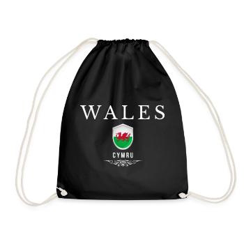 Wales, sleek, minimalist design - Drawstring Bag - black - Front