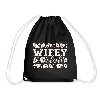 Wifey club funny cowboy wife bride to be western - Drawstring Bag - black - Front