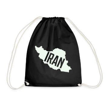 Iran Map Bold Typography - Drawstring Bag - black - Front