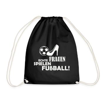 Frauen Spielen Fußball Logo - Turnbeutel - Schwarz - Vorne