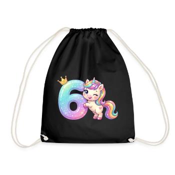 J’ai 6 ans d’anniversaire de la fille licorne de Kawaii - Sac de sport léger - noir - Devant