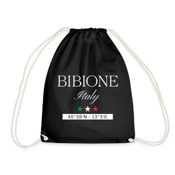 Bibione Italien Souvenir – Reise minimalistisch - Turnbeutel - Schwarz - Vorne