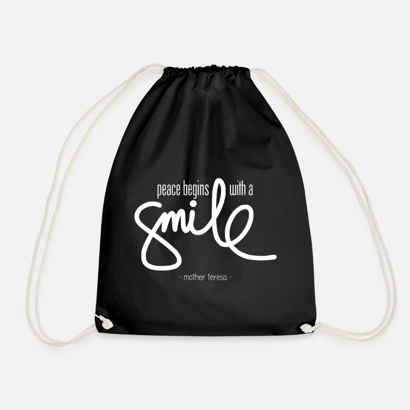 Peace begins with a smile (dark) - Turnbeutel - Schwarz