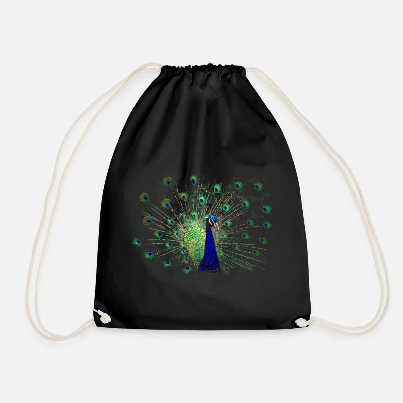 Peacock - Drawstring Bag - black