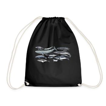 Whales diversity fond transparent - Drawstring Bag - black - Front