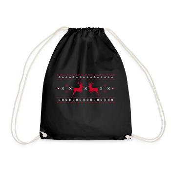 Norwegermuster Christmas Weihnachten Rentier Santa - Turnbeutel - Schwarz - Vorne