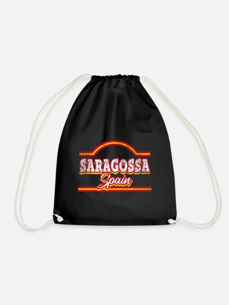 Saragossa Spanien Stadt Schrift Vintage Retro - Turnbeutel - Schwarz