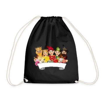 Five figures from the ensemble of the Punch and Judy Theatre - Drawstring Bag - black - Front