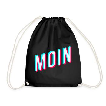 Moin | Glitcheffekt | Tiktok - Turnbeutel - Schwarz - Vorne