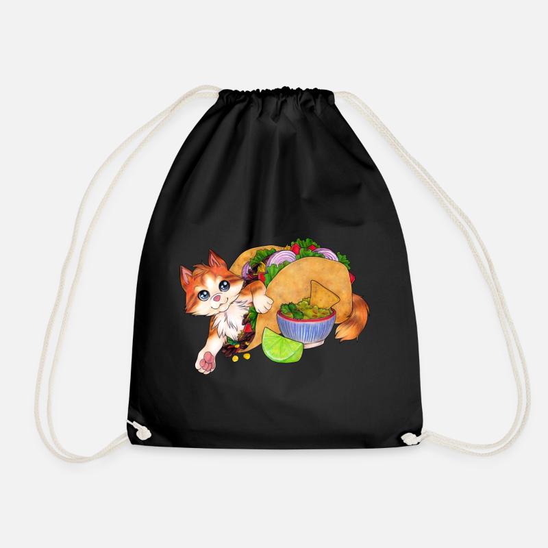 Tacocat Lustige Katze in einem Taco Geschenk - Turnbeutel - Schwarz