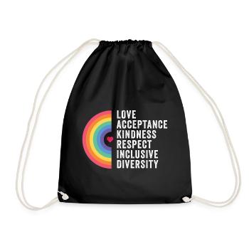 LGBT Pride Month - Liebe. Akzeptanz. Freundlichkeit. - Turnbeutel - Schwarz - Vorne